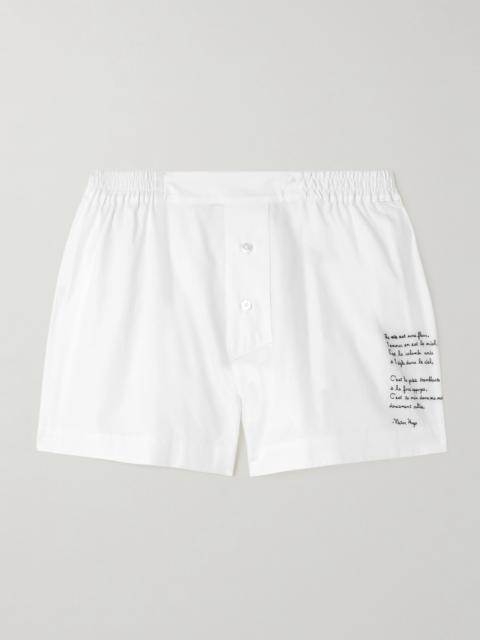 KIKI DE MONTPARNASSE Poem Embroidered Cotton Oxford Shorts