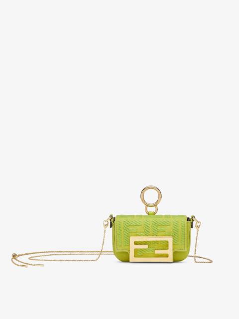 FENDI Acid green canvas charm with FF embroidery