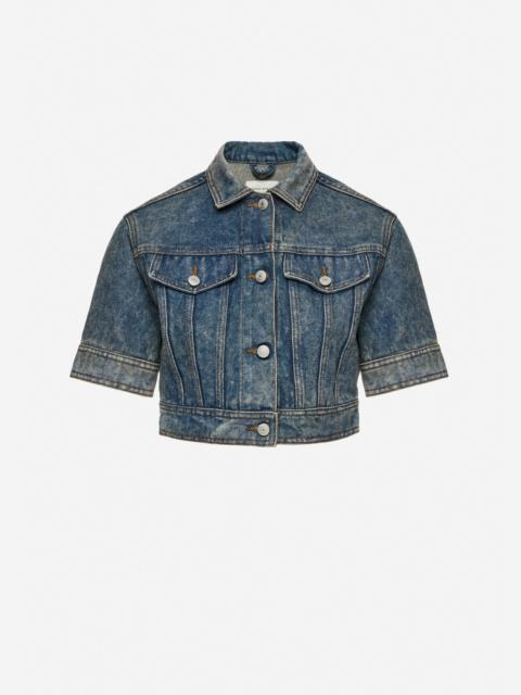 MAGDA BUTRYM Cropped denim jacket with short sleeves in vintage blue