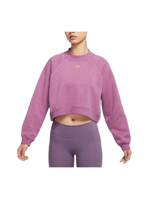 (WMNS) Nike Athleisure Casual Sports Fleece Lined Short Round Neck Pullover Purple Red Hoodie Violet