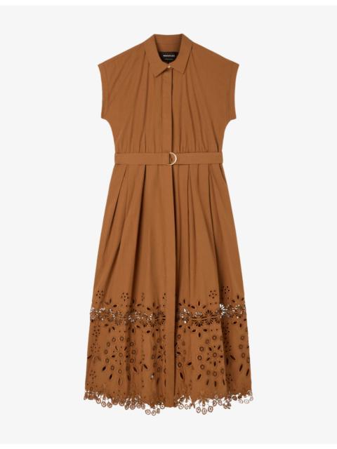 WHISTLES Sleeveless Broderie-Detail Cotton Shirt Dress