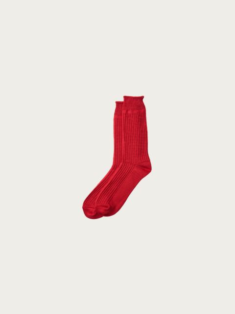 ROTOTO® Cotton Waffle Crew Socks - Dark Red
