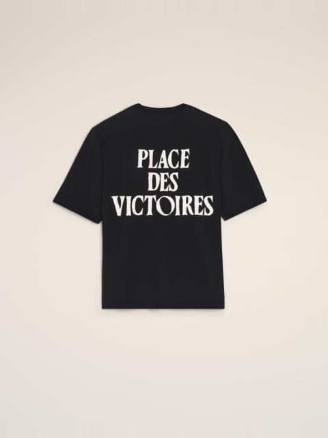 AMI Paris BLACK PRINTED COTTON "PLACE DES VICTOIRES" T-SHIRT