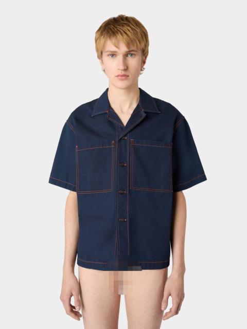 SUNNEI POCKET SHORTSLEEVE SHIRT / mid-washed denim