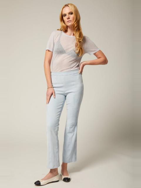SPRWMN SUEDE ANKLE FLARE PANTS WITH PRINCESS SEAMS