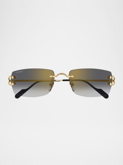 Cartier Men's CT0550SM Metal Rectangle Sunglasses