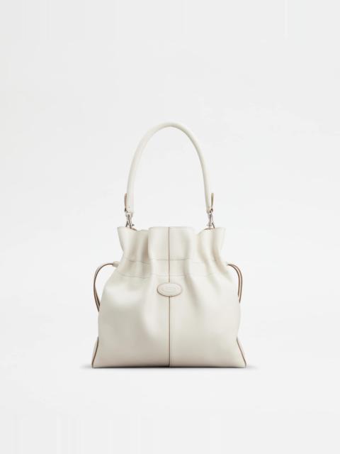 TOD'S DI BAG BUCKET BAG IN LEATHER SMALL WITH DRAWSTRING - WHITE