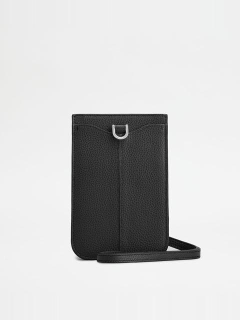Tod's PHONE HOLDER IN LEATHER MEDIUM - BLACK