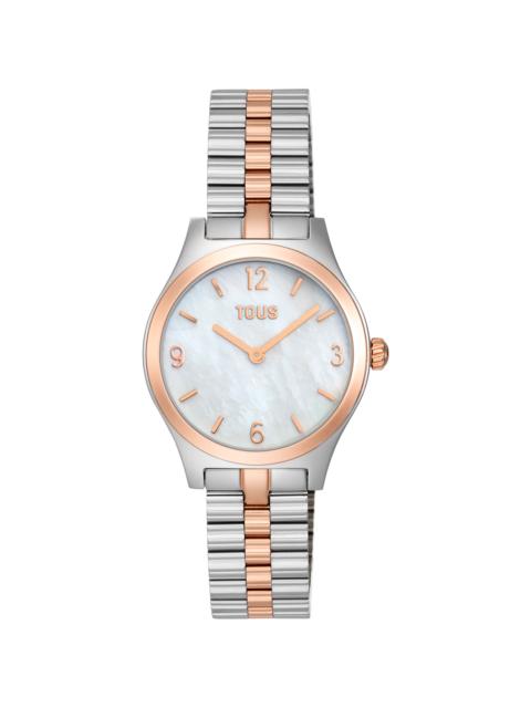 TOUS Analog Watch with steel and rose-colored steel bracelet, and mother-of-pearl face TOUS EPIC ICON