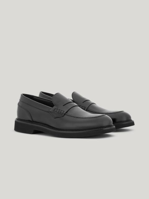 Canali BLACK CALFSKIN PENNY LOAFERS WITH EVA SOLE
