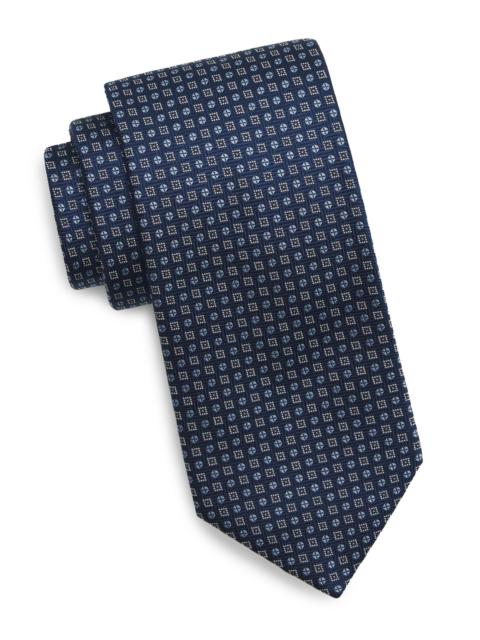 Canali Men's Circles & Squares Micro-Medallion Silk Tie - Blue