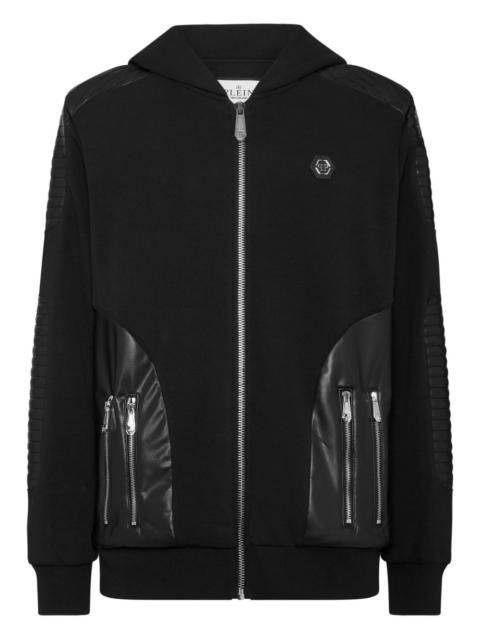 PHILIPP PLEIN quilted leather hooded sweatshirt