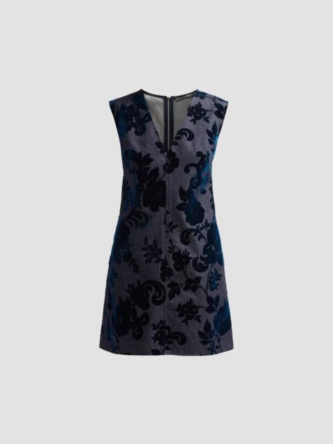 Oscar de la Renta Women's Floral Flocked Denim Mini Dress - Denim Navy