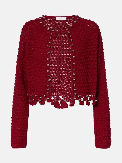 rabanne Studded crochet cotton cardigan