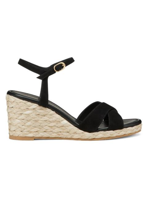 Stuart Weitzman Women's Dayna Suede Espadrille Wedges - Black Natural