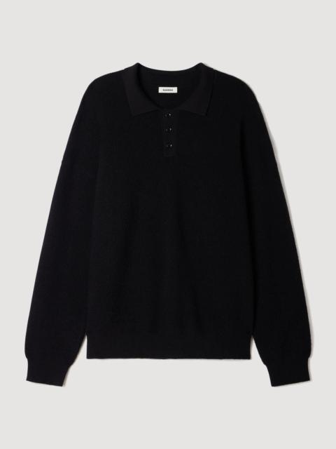 Sandro RIBBED ALPACA POLO SHIRT