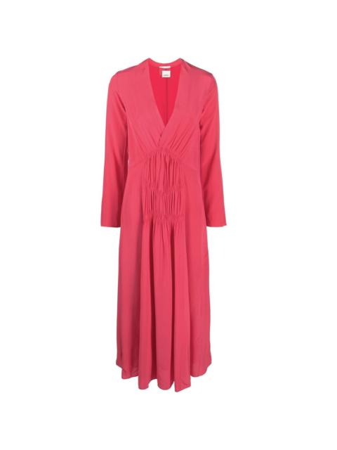 ruched midi dress