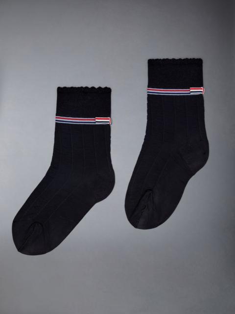 Thom Browne Polyester 30 Deniers Stripe Grosgrain Bow Ankle Socks