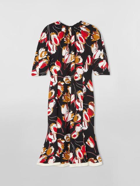 WINDBLOWN PRINT CADY DRESS WITH 3/4 SLEEVES