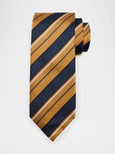 Brioni Men's Silk and Cotton Regimental Stripe Tie