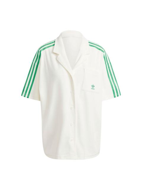 adidas (WMNS) adidas Originals Resort Shirt Asia Sizing 'White Green' JH0614