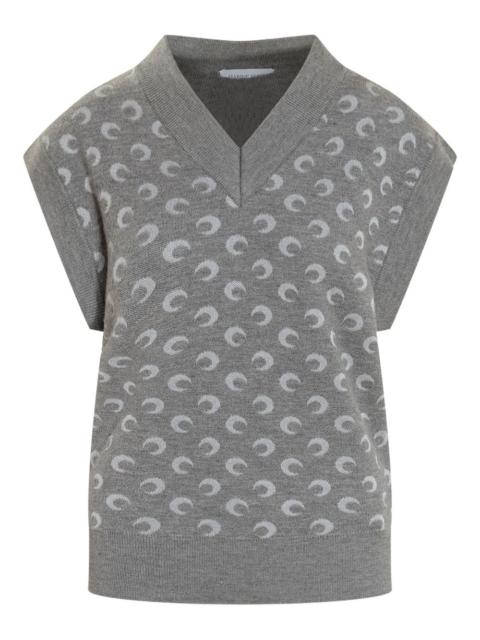 Marine Serre crescent-print V-neck vest