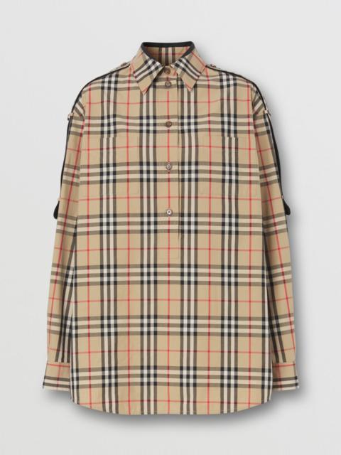 Burberry Strap Detail Vintage Check Cotton Oversized Shirt