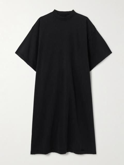 BALENCIAGA Oversized Distressed Printed Cotton-jersey Midi T-shirt Dress