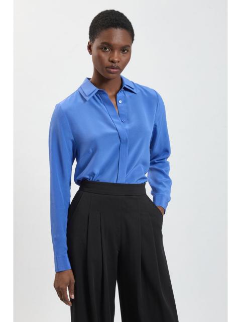 KAREN MILLEN Silk Double Collar Long Sleeve Shirt