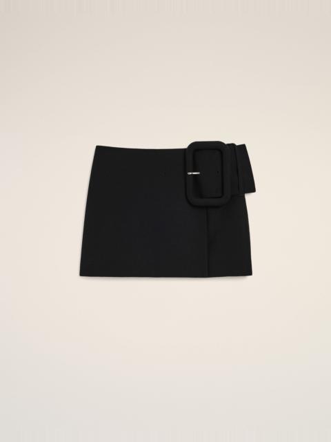 AMI Paris BLACK NEW WOOL BIG BUCKLE BELTED MINI SKIRT