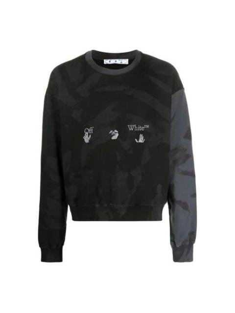 Off-White 오프 화이트 SS21 Camouflage 인쇄 로고 둥근 목 까만 OMBA035R21FLE0011009