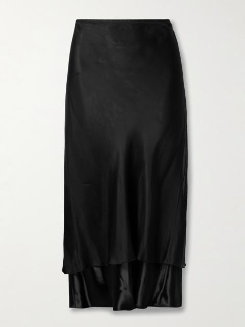 KHAITE Monina Layered Satin And Organza Midi Skirt