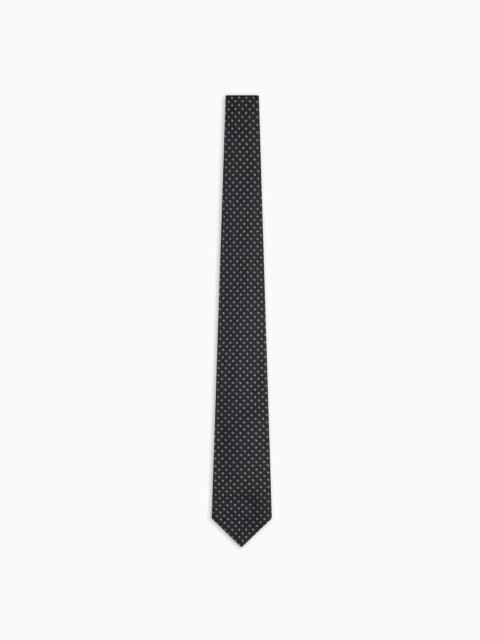 EMPORIO ARMANI Pure silk tie with jacquard micro-check