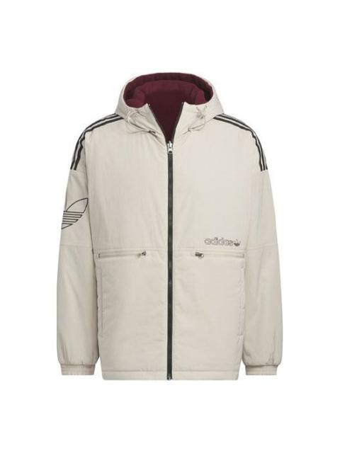 adidas Origianls Reversible Warm Cotton Jacket 'White Burgundy' IU4786