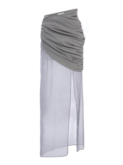 NENSI DOJAKA Ingrid Sheer-Hem Draped Cotton Skirt light grey