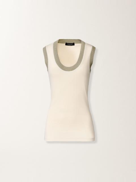 FABIANA FILIPPI Jersey tank top in butter and khaki