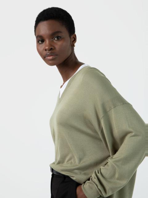 Relaxed Mulberry Silk V‑Neck Jumper