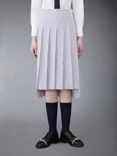 BELOW KNEE DROPPED BACK PLEATED SKIRT IN SEERSUCKER