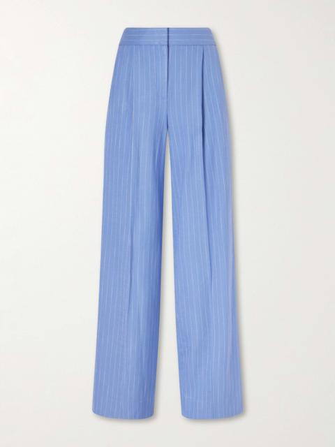 VERONICA BEARD Heyser Pinstriped Canvas Wide-leg Pants