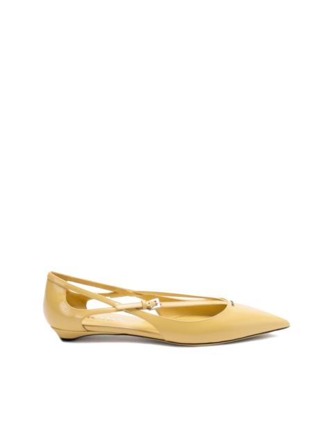 Prada brushed-leather cut-out ballerina shoes