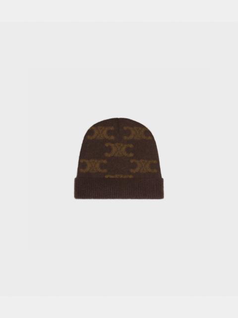 beanie in monogram wool, cashmere and silk