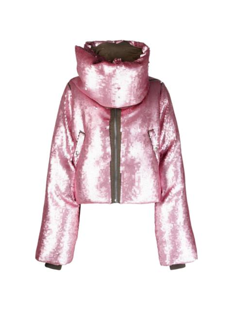 sequin-embellished wool puffer jacket
