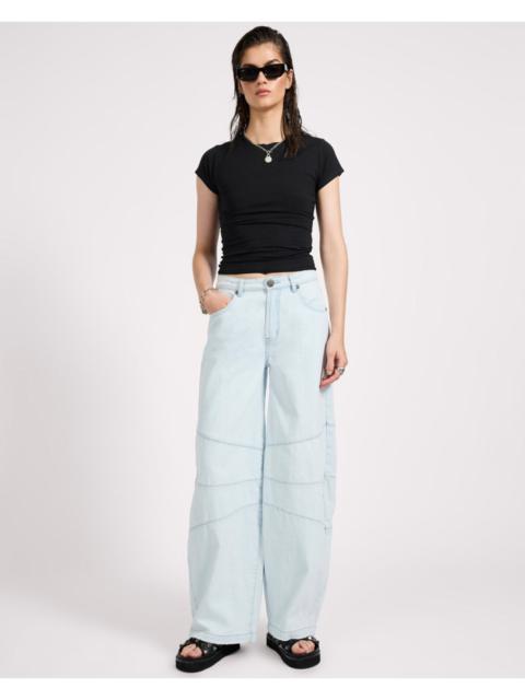 ONE TEASPOON Barrel Mid Waist Wide Leg Denim Jeans - Xanthe Light Blue