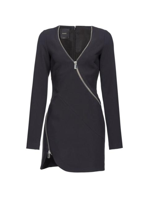 zipped crepe V-neck minidress