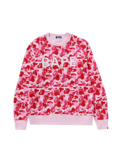 BAPE ABC Camo Crystal Stone Crewneck 'Pink'