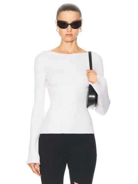 courrèges Boat Neck Rib Knit Sweater
