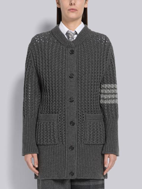 Thom Browne Chunky Pointelle Merino Wool Oversized 4-Bar Cardigan