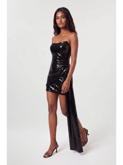 KAREN MILLEN Sequin Bandeau Train Detail Mini Dress