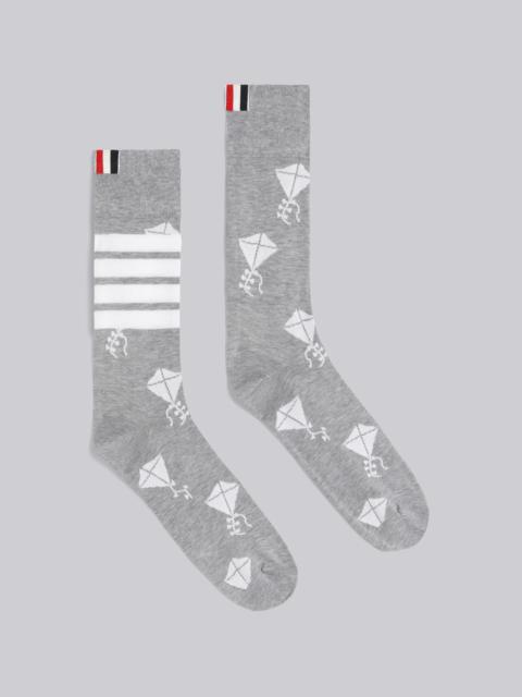 Thom Browne Light Grey Mercerized Cotton Half Drop Kite Icon 4-Bar Socks