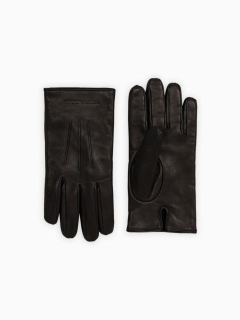 EMPORIO ARMANI Lambskin nappa leather gloves with baguette detail